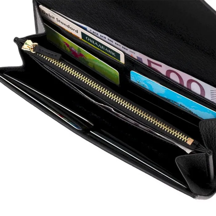 Жіноче містке портмоне з натуральної шкіри Tony Bellucci 21976 Чорний