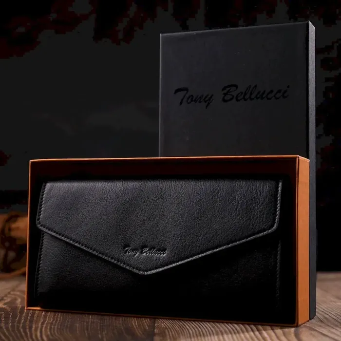 Жіноче містке портмоне з натуральної шкіри Tony Bellucci 21976 Чорний