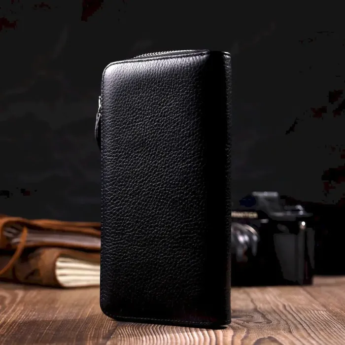 Жіноче містке портмоне на блискавці з натуральної шкіри Tony Bellucci 21970 Чорний