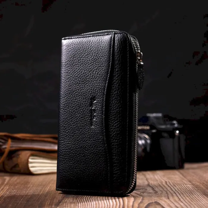 Жіноче містке портмоне на блискавці з натуральної шкіри Tony Bellucci 21970 Чорний