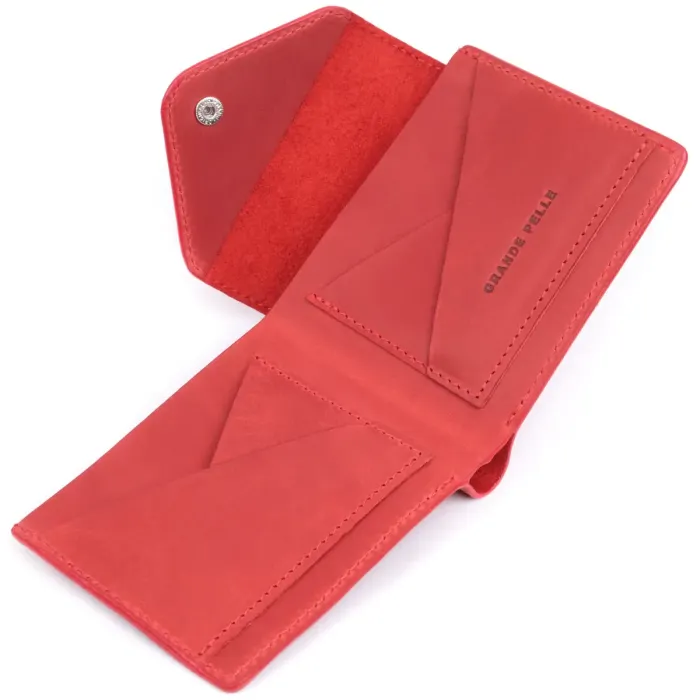 Жіночий гаманець із монетницею з матової натуральної шкіри GRANDE PELLE 16804 Червоний